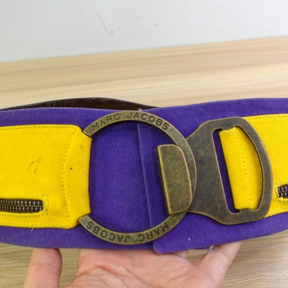 Colorblock Cinch Waist Belt Womens S MARC JACOBS‎ Blue Yellow Canvas Grunge Edgy main image 7